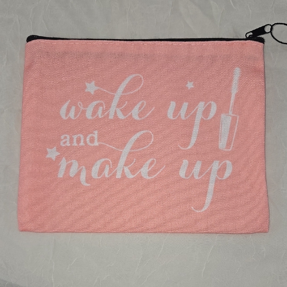 Pink and White Cosmetic Bag with Minimalist Design